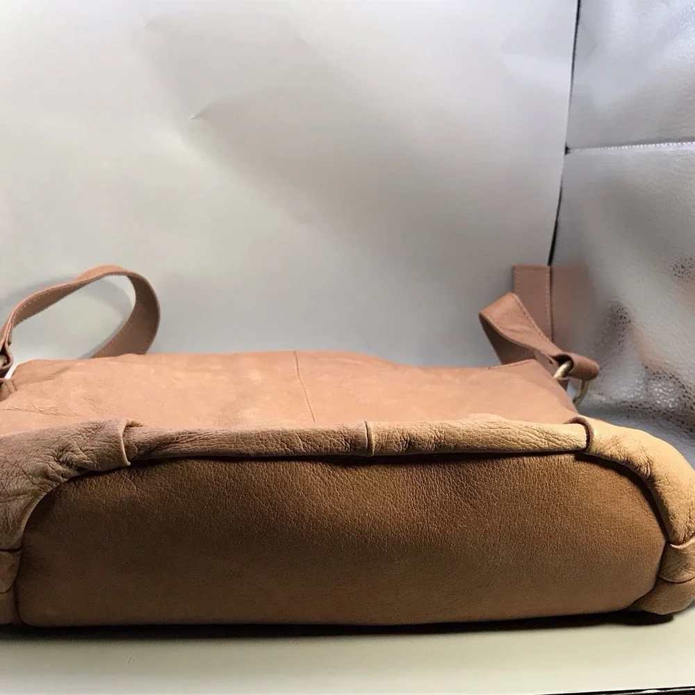 St Johns Bay Genuine Leather Shoulder Strap Hobo Bag Chevron Brown
